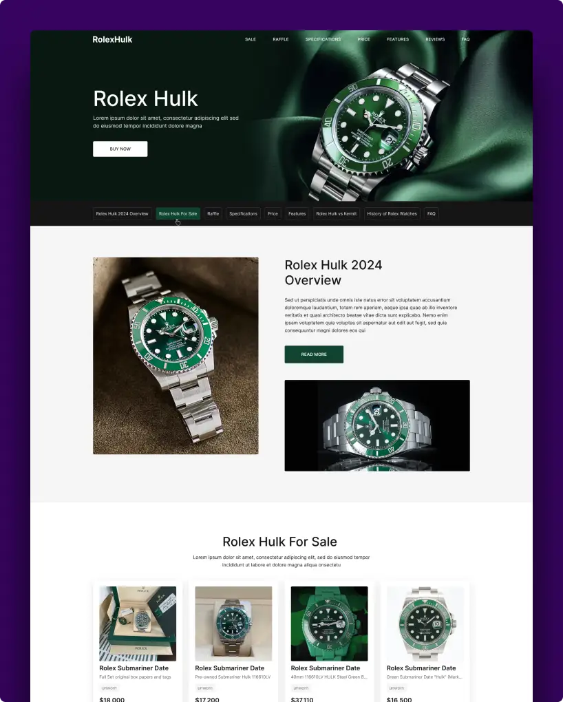 Rolex Hulk Web Development Project